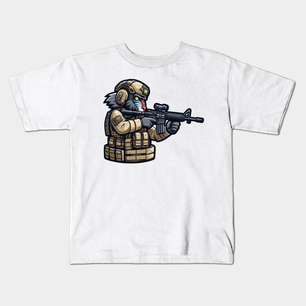 Tactical Monkey Kids T-Shirt by Rawlifegraphic